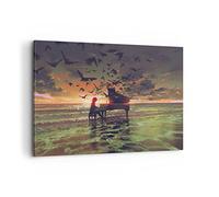ARTTOR Lienzos decorativos 100x70cm Cuadro Sobre Lienzo Moderno piano musica Grande Dormitorio Cocina Cuadros Pared Imágenes Cuadros Decoracion Salon Wall Art Prints Decor Canvas AA100x70-3911