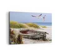 ARTTOR Lienzos decorativos 100x70cm Cuadro Sobre Lienzo Moderno Playa Gaviotas Łódź Grande Dormitorio Cocina Cuadros Pared Imágenes Cuadros Decoracion Salon Wall Art Prints Decor Canvas AA100x70-4170