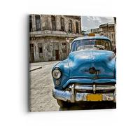 ARTTOR Lienzos decorativos 40x40cm Cuadro Sobre Lienzo Moderno Coche retro Cuba La Habana Dormitorio Cocina Cuadros Pared Imágenes Cuadros Decoracion Salon Wall Art Prints Decor Canvas AC40x40-2461