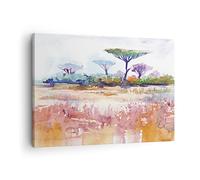 ARTTOR Lienzos decorativos Acuarela Sabana árboles Cuadro Sobre Lienzo Moderno 70x50cm Cuadros Decoracion Salon Dormitorio Cocina Cuadros Pared Imágenes Wall Art Prints Decor Canvas AA70x50-4484