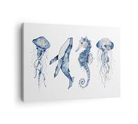 ARTTOR Lienzos decorativos Animales Marinos Infantiles Cuadro Sobre Lienzo Moderno 70x50cm Cuadros Decoracion Salon Dormitorio Cocina Cuadros Pared Imágenes Wall Art Prints Decor Canvas AA70x50-4262