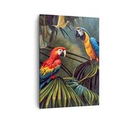 ARTTOR Lienzos decorativos Ara Loros Palmeras Cuadro Sobre Lienzo Moderno Vertical 50x70cm Cuadros Decoracion Salon Dormitorio Cocina Cuadros Pared Imágenes Wall Art Prints Decor Canvas PA50x70-4780