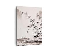 ARTTOR Lienzos decorativos bambú negro china Cuadro Sobre Lienzo Moderno Vertical 50x70cm Cuadros Decoracion Salon Dormitorio Cocina Cuadros Pared Imágenes Wall Art Prints Decor Canvas PA50x70-3116