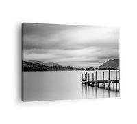 ARTTOR Lienzos decorativos Blanco Y Negro Paisaje Lago Cuadro Sobre Lienzo Moderno 70x50cm Cuadros Decoracion Salon Dormitorio Cocina Cuadros Pared Imágenes Wall Art Prints Decor Canvas AA70x50-4321