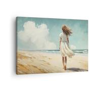ARTTOR Lienzos decorativos Chica Playa Caminar Cuadro Sobre Lienzo Moderno 70x50cm Cuadros Decoracion Salon Dormitorio Cocina Cuadros Pared Imágenes Wall Art Prints Decor Canvas AA70x50-6014