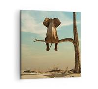 ARTTOR Lienzos decorativos Elefante Sentado Rama Cuadro Sobre Lienzo Moderno 60x60cm Cuadros Decoracion Salon Dormitorio Cocina Cuadros Pared Imágenes Grande Wall Art Prints Decor Canvas AC60x60-4557