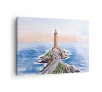 ARTTOR Lienzos decorativos Faro Costa Playa Cuadro Sobre Lienzo Moderno 70x50cm Cuadros Decoracion Salon Dormitorio Cocina Cuadros Pared Imágenes Wall Art Prints Decor Canvas AA70x50-5362