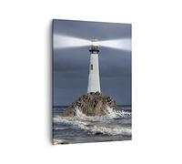 ARTTOR Lienzos decorativos faro mar Cuadro Sobre Lienzo Moderno Vertical 50x70cm Cuadros Decoracion Salon Dormitorio Cocina Cuadros Pared Imágenes Wall Art Prints Decor Canvas PA50x70-3550