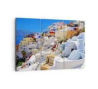 ARTTOR Lienzos decorativos Grecia isla turismo santorini Cuadro Sobre Lienzo Moderno 105x70cm Cuadros Decoracion Salon Dormitorio Cuadros Pared Tríptico 3 Piezas Grande Wall Art Prints CE105x70-2651