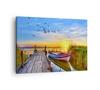 ARTTOR Lienzos decorativos lago barco agua Cuadro Sobre Lienzo Moderno 70x50cm Cuadros Decoracion Salon Dormitorio Cocina Cuadros Pared Imágenes Wall Art Prints Decor Canvas AA70x50-3983