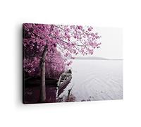 ARTTOR Lienzos decorativos Lago Rosa árboles Cuadro Sobre Lienzo Moderno 70x50cm Cuadros Decoracion Salon Dormitorio Cocina Cuadros Pared Imágenes Wall Art Prints Decor Canvas AA70x50-4147