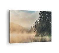 ARTTOR Lienzos decorativos Niebla Lago Bosque Cuadro Sobre Lienzo Moderno 70x50cm Cuadros Decoracion Salon Dormitorio Cocina Cuadros Pared Imágenes Wall Art Prints Decor Canvas AA70x50-4440