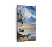 ARTTOR Lienzos decorativos noche luna barco Cuadro Sobre Lienzo Moderno Vertical 45x80cm Cuadros Decoracion Salon Dormitorio Cocina Cuadros Pared Imágenes Wall Art Prints Decor Canvas PA45x80-3457