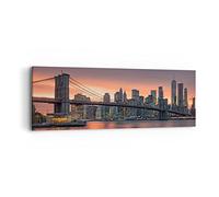 ARTTOR Lienzos decorativos Nuevo york puente noche Cuadro Sobre Lienzo Moderno 90x30cm Cuadros Decoracion Salon Dormitorio Cocina Cuadros Pared Imágenes Wall Art Prints Decor Canvas AB90x30-4048