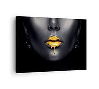 ARTTOR Lienzos decorativos Oro Boca Negro Cuadro Sobre Lienzo Moderno 70x50cm Cuadros Decoracion Salon Dormitorio Cocina Cuadros Pared Imágenes Wall Art Prints Decor Canvas AA70x50-4460