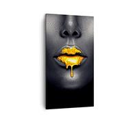ARTTOR Lienzos decorativos Oro Boca Negro Cuadro Sobre Lienzo Moderno Vertical 45x80cm Cuadros Decoracion Salon Dormitorio Cocina Cuadros Pared Imágenes Wall Art Prints Decor Canvas PA45x80-4460