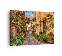 ARTTOR Lienzos decorativos Path Flores casa patio Cuadro Sobre Lienzo Moderno 70x50cm Cuadros Decoracion Salon Dormitorio Cocina Cuadros Pared Imágenes Wall Art Prints Decor Canvas AA70x50-3183