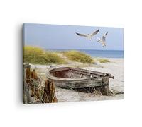 ARTTOR Lienzos decorativos Playa Gaviotas Łódź Cuadro Sobre Lienzo Moderno 70x50cm Cuadros Decoracion Salon Dormitorio Cocina Cuadros Pared Imágenes Wall Art Prints Decor Canvas AA70x50-4170