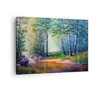 ARTTOR Lienzos decorativos prado agua arbol Cuadro Sobre Lienzo Moderno 70x50cm Cuadros Decoracion Salon Dormitorio Cocina Cuadros Pared Imágenes Wall Art Prints Decor Canvas AA70x50-4063