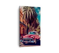 ARTTOR Lienzos decorativos Retro Auto Palmera Cuadro Sobre Lienzo Moderno Vertical 45x80cm Cuadros Decoracion Salon Dormitorio Cocina Cuadros Pared Imágenes Wall Art Prints Decor Canvas PA45x80-6173