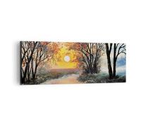 ARTTOR Lienzos decorativos río sol árboles Cuadro Sobre Lienzo Moderno 140x50cm Cuadros Decoracion Salon Dormitorio Cocina Cuadros Pared Imágenes Grande XXL Wall Art Prints Decor Canvas AB140x50-4190