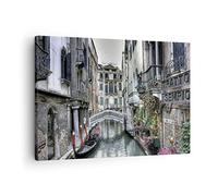 ARTTOR Lienzos decorativos Venecia puente agua Cuadro Sobre Lienzo Moderno 70x50cm Cuadros Decoracion Salon Dormitorio Cocina Cuadros Pared Imágenes Wall Art Prints Decor Canvas AA70x50-3522
