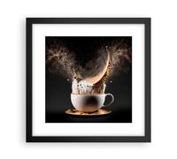 ARTTOR Moderno Cuadros Decorativo 30x30cm Poster de Pared Café Leche Taza Cuadros Pared Imágenes Póster Marco Negro Decoracion Salon Dormitorio Cocina Wall Art Prints Decor P2BAC30x30-5718