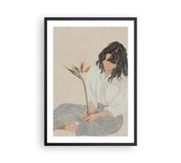 ARTTOR Moderno Cuadros Decorativo 50x70cm Poster da Parete Bohemia Mujer Flor Cuadros Pared Imágenes Póster Marco Negro Decoracion Salon Dormitorio Cocina Wall Art Prints Decor - P2BPA50x70-6231