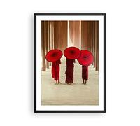 ARTTOR Moderno Cuadros Decorativo 50x70cm Poster da Parete Bután Paraguas Rojo Cuadros Pared Imágenes Póster Marco Negro Decoracion Salon Dormitorio Cocina Wall Art Prints Decor - P2BPA50x70-4290