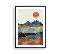 ARTTOR Moderno Cuadros Decorativo 50x70cm Poster da Parete Este El Sol Montañas Cuadros Pared Imágenes Póster Marco Negro Decoracion Salon Dormitorio Cocina Wall Art Prints Decor - P2BPA50x70-5182