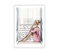 ARTTOR Moderno Cuadros Decorativo 50x70cm Poster da Parete Mujer Balcón Ventana Cuadros Pared Imágenes Póster Sin Marco Decoracion Salon Dormitorio Cocina Wall Art Prints Decor - P2XPA50x70-5172