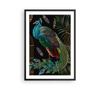 ARTTOR Moderno Cuadros Decorativo 50x70cm Poster da Parete Pavos reales Oro Jaula Cuadros Pared Imágenes Póster Marco Negro Decoracion Salon Dormitorio Cocina Wall Art Prints Decor - P2BPA50x70-4390