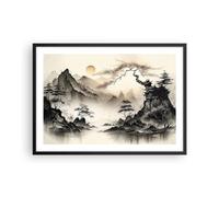 ARTTOR Moderno Cuadros Decorativo 70x50cm Poster de Pared Asia Japón Vista Cuadros Pared Imágenes Póster Marco Negro Decoracion Salon Dormitorio Cocina Wall Art Prints Decor P2BAA70x50-5777