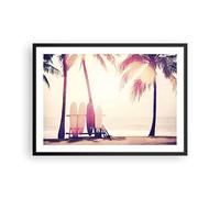 ARTTOR Moderno Cuadros Decorativo 70x50cm Poster de Pared Llamarada Playa Surf Cuadros Pared Imágenes Póster Marco Negro Decoracion Salon Dormitorio Cocina Wall Art Prints Decor P2BAA70x50-4593