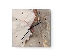 ARTTOR Moderno Reloj de Vidrio 40x40cm Cuadrado Decorativo Abstracto - 4778 | Piedra Arena Abstracción Reloj de Pared Analógico Silencioso Decoración de Pared Sin Tic Tac Cocina Salón Dormitorio ARTTOR