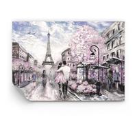 ARTTOR Papel pintado de vinilo tejido no tejido Premium Canvas - París Camino Ilustración eiffle - 200x140 cm - Fotomurales Decorativos fotográfico Dormitorio Para la sala - WF3AA200x140-3149