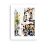 ARTTOR Poster da Parete Cafetería París Acuarela Póster Sin Marco 30x40cm Moderno Cuadros Decorativo Decoracion Salon Dormitorio Cocina Cuadros Pared Imágenes Wall Art Prints Decor - P2XPA30x40-6177