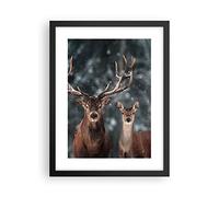 ARTTOR Poster da Parete Ciervo Reno Corzo Póster Marco Negro 30x40cm Moderno Cuadros Decorativo Decoracion Salon Dormitorio Cocina Cuadros Pared Imágenes Wall Art Prints Decor - P2BPA30x40-5060