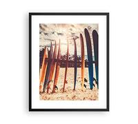 ARTTOR Poster da Parete Póster Marco Negro 40x50cm Surf Playa Tabla Moderno Cuadros Decorativo Cuadros Pared Imágenes Decoracion Salon Dormitorio Cocina Wall Art Prints Decor - P2BPA40x50-4992