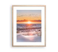 ARTTOR Poster da Parete Póster Marco Roble Claro 40x50cm Sol Playa Aves Moderno Cuadros Decorativo Cuadros Pared Imágenes Decoracion Salon Dormitorio Cocina Wall Art Prints Decor - P2NPA40x50-4727