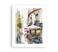 ARTTOR Poster da Parete Póster Sin Marco 40x50cm Cafetería París Acuarela Moderno Cuadros Decorativo Cuadros Pared Imágenes Decoracion Salon Dormitorio Cocina Wall Art Prints Decor - P2XPA40x50-6177