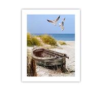 ARTTOR Poster da Parete Póster Sin Marco 40x50cm Playa Gaviotas Łódź Moderno Cuadros Decorativo Cuadros Pared Imágenes Decoracion Salon Dormitorio Cocina Wall Art Prints Decor - P2XPA40x50-4170