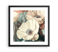 ARTTOR Poster de Pared Flores Plantas Pastel Póster Marco Negro 40x40cm Moderno Cuadros Decorativo Decoracion Salon Dormitorio Cocina Cuadros Pared Imágenes Wall Art Prints Decor P2BAC40x40-5925