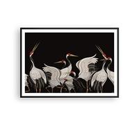 ARTTOR Poster de Pared Póster Marco Negro 100x70cm Grúas Aves Gráficos Moderno Cuadros Decorativo Cuadros Pared Imágenes Decoracion Salon Dormitorio Cocina Wall Art Prints Decor P2BAA100x70-4748