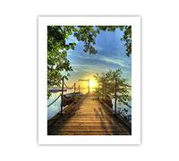 ARTTOR Póster Sin Marco 40x50 cm Paisajes Marino - 2573 - P2X | Lago Oeste Soles Moderno Vertical Cuadros de Pared Decoración Cuadro Decorativo Salón Dormitorio Cocina Lámina ARTTOR