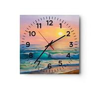 ARTTOR Reloj de Vidrio 40x40cm Cuadrado Decorativo Marino Naturaleza - 3915