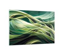 ARTTOR Vidrio Decorativo 120x80cm Moderno Horizontal 3D Abstracto - 5690 | Pedazo Patrón Ondas Cuadro sobre Vidrio Grande Arte mural Dormitorio Cuadros de Pared Impresión en Cristal Glasprint ARTTOR