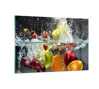 ARTTOR Vidrio Decorativo 120x80cm Moderno Horizontal Cocina - 2972 | Fruta Agua Chapoteo Cuadro sobre Vidrio Grande Arte mural Dormitorio Cuadros de Pared Impresión en Cristal Glasprint ARTTOR