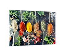 ARTTOR Vidrio Decorativo 120x80cm Moderno Horizontal Cocina - 5213 | Especias Hierbas Cuadro sobre Vidrio Grande Arte mural Dormitorio Cuadros de Pared Impresión en Cristal Glasprint ARTTOR