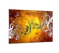 ARTTOR Vidrio Decorativo 120x80cm Moderno Horizontal Música - 1964 | Concierto Juego Cuadro sobre Vidrio Grande Arte mural Salón Dormitorio Cuadros de Pared Impresión en Cristal Glasprint ARTTOR